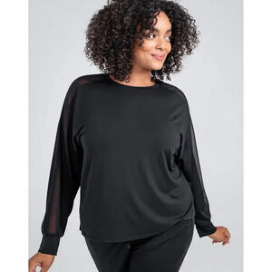 Honeylove BlissWear Long Sleeve Top Mesh Soft Breathable High-Low Women XL Black
